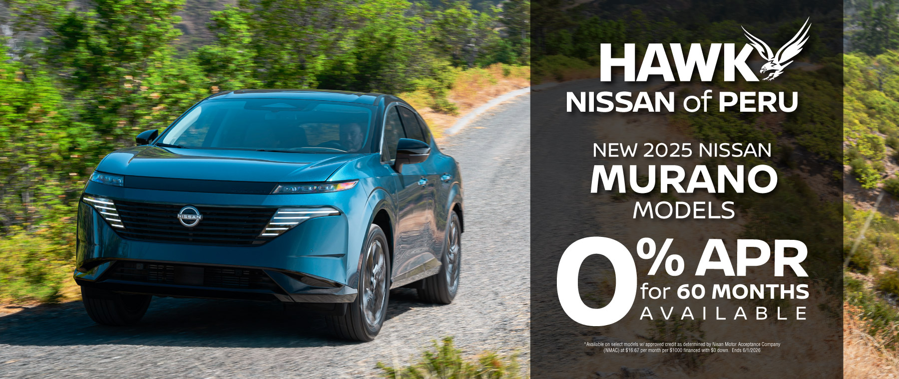 Hawk Nissan Peru 0% APR for 60 Months on Nissan Murano