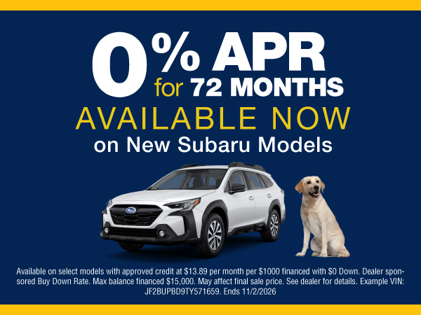 Hawk Subaru Joliet 0% APR for 72 Months