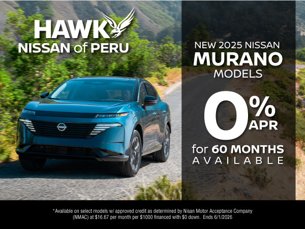 Hawk Nissan Peru 0% APR for 60 Months on Nissan Murano